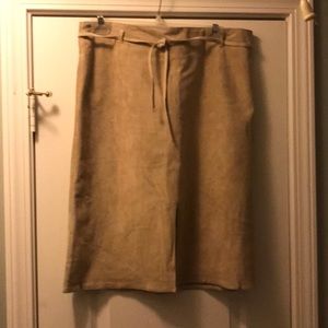 Taupe Suede Leather Skirt